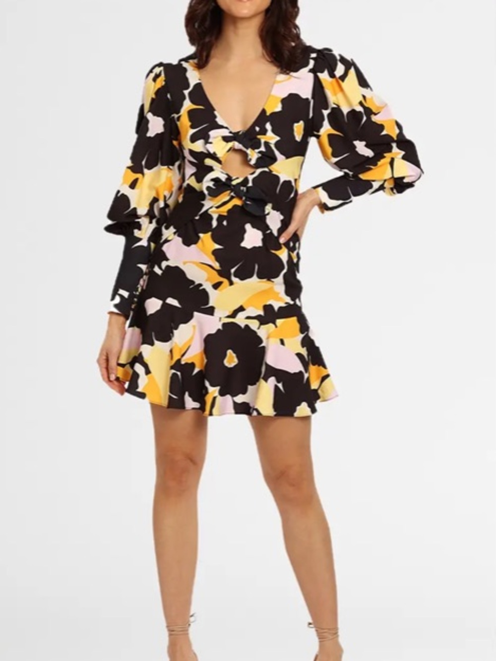 By Johnny Bold Blooms Mini Dress - Multi Floral size AU 6 sUS 0-2